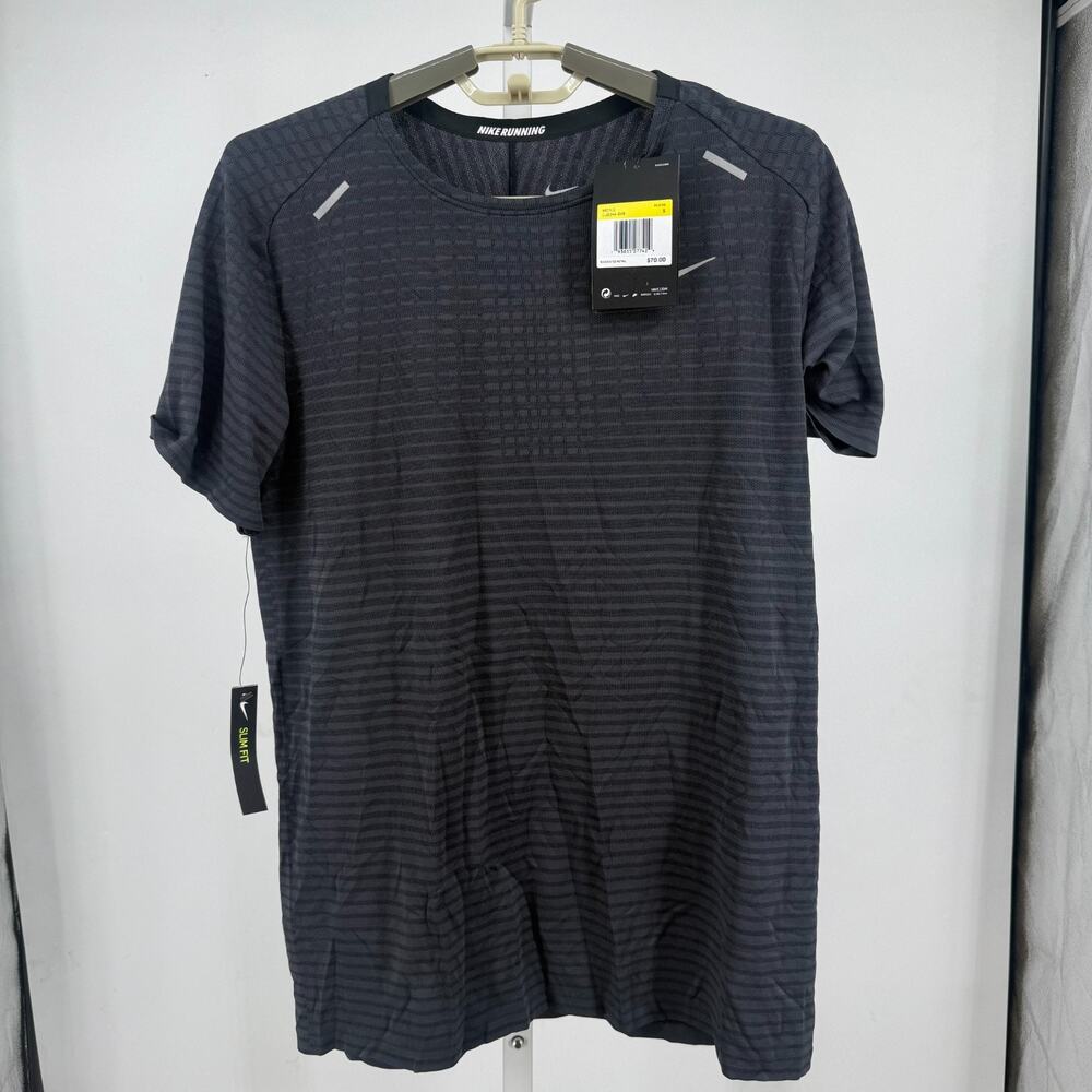 Nike TechKnit Ultra Running Top Mens S Black Performance Active CJ5344